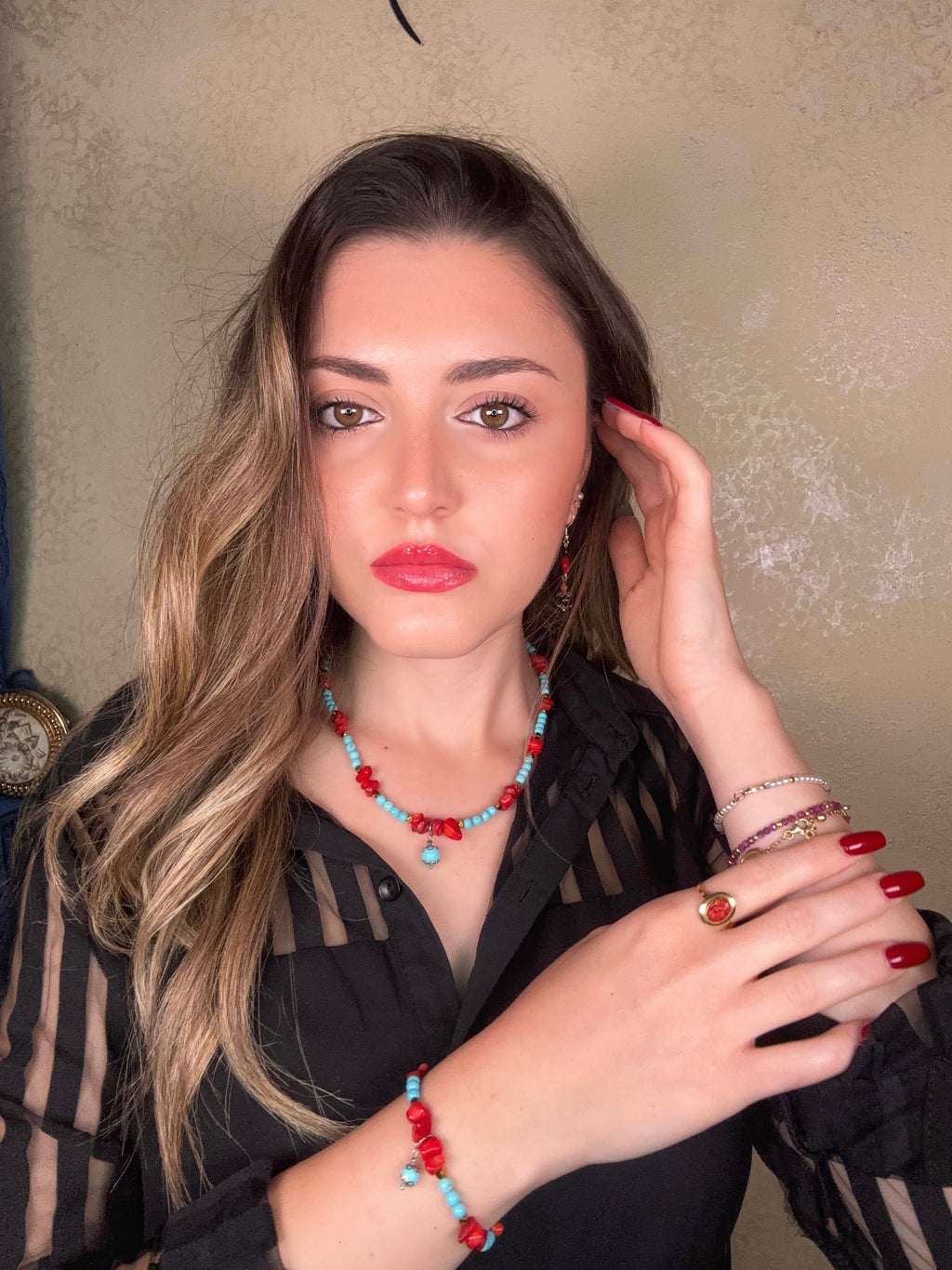 Bracciale Turchese e Corallo