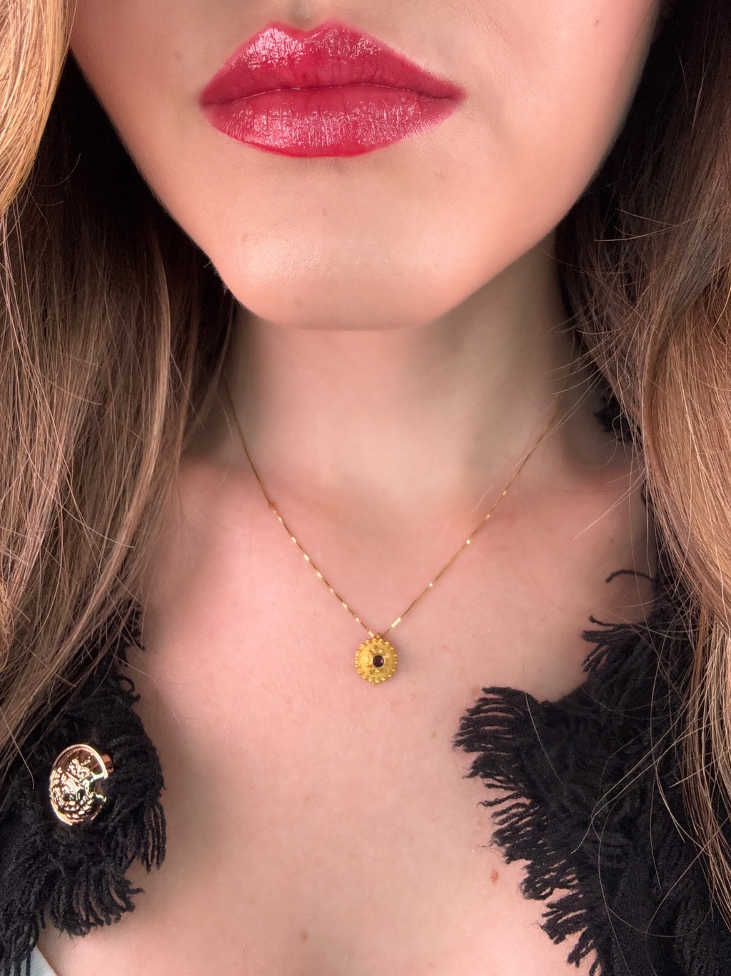 Collana Bottone Sardo con Granata